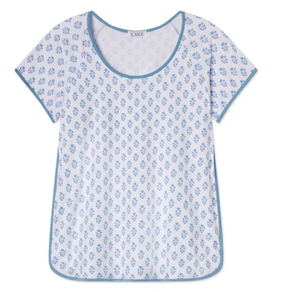 NWOT LAKE Pima cotton pj top in polar posey, Med $78 - Picture 1 of 8